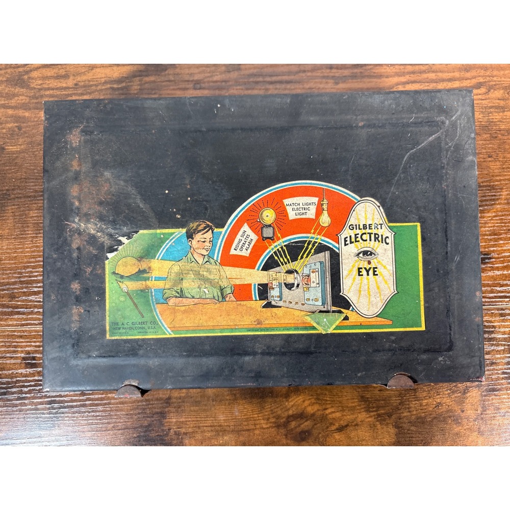 Antique AC Gilbert Electric Eye Science Kit Metal Case Instruction Manual Rare